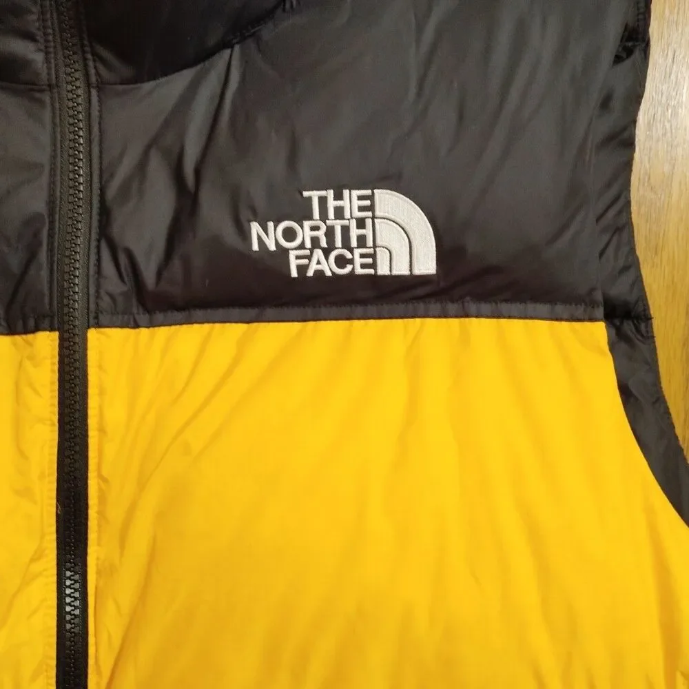 The North Face Vest 2XL XXL Black Yellow/Orange Down Puffer 700 Goose Down Zip